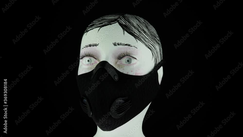 Novel coronavirus COVID-19 new normal social concept, Urban commuter woman head in protective and medical face mask. Prevention and quarantine from infections, flu contaminated air pollution.