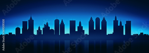 city skyline by night background banner
