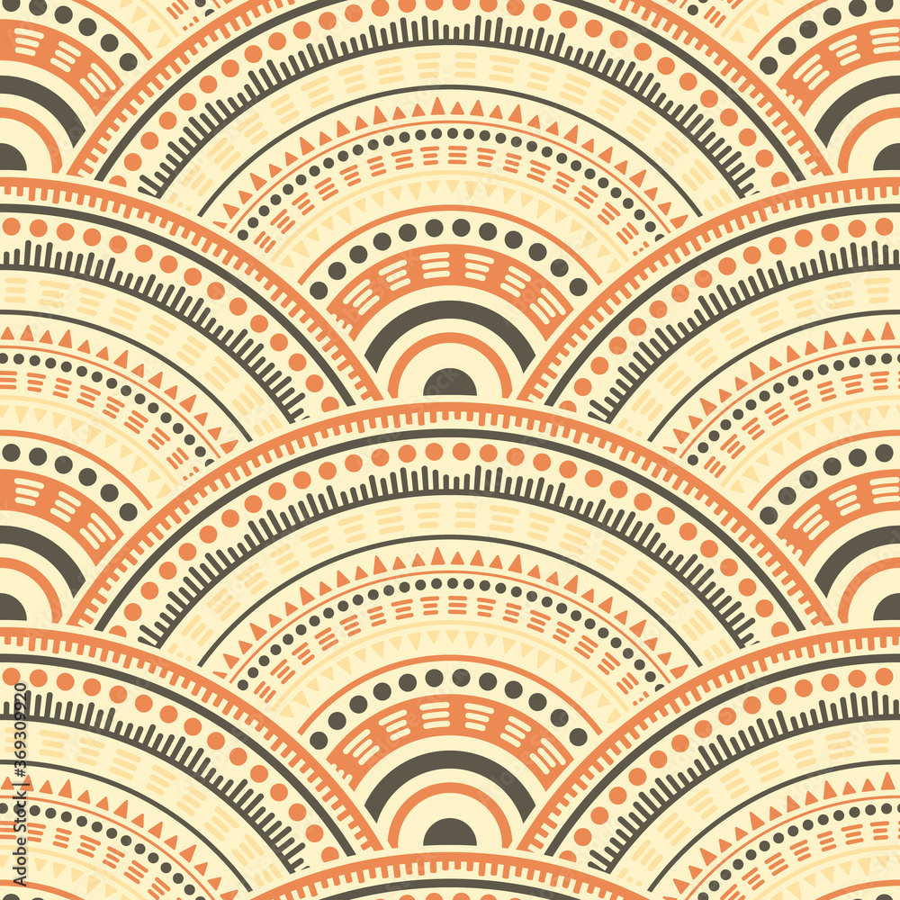 Ethnic circle shapes seamless geometric pattern. Ethnic circle shapes seamless geometric pattern.