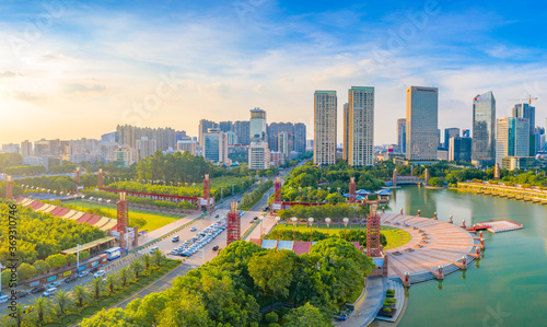 Urban Environment of Qiandeng Lake Park  Foshan City  Guangdong Province  China