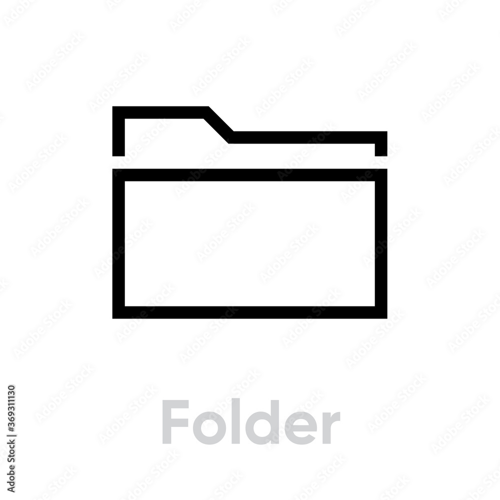 Folder linear icon in flat design. Editable vector outline. Single pictogram. Closed folder. Folder linear icon in flat design. Editable vector outline. Single pictogram. Closed folder.