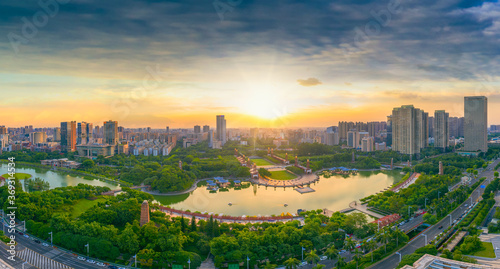 Urban Environment of Qiandeng Lake Park, Foshan City, Guangdong Province, China