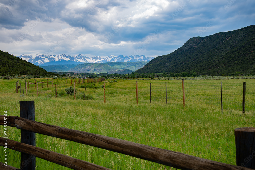 mountain landscape with fence