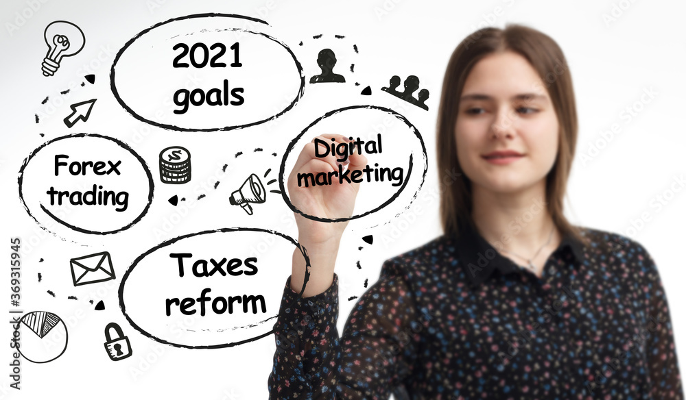 Business, technology, internet and network concept. Young businessman thinks over the steps for successful growth: Business, technology, internet and network concept. Young businessman thinks over the steps for successful growth: