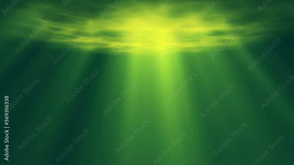 Abstract underwater view with ocean waves flowing in the green water
