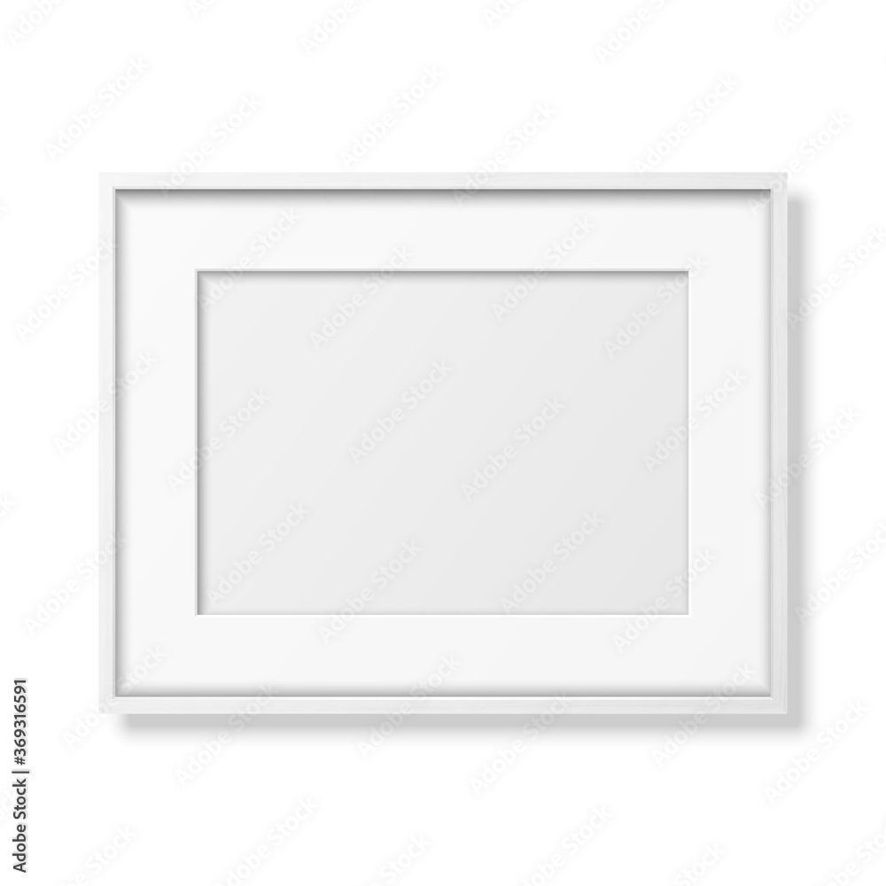Vector 3d Realistic Horizontal White Wooden Simple Modern Frame Icon Closeup Isolated on White. It can be used for presentations. Design Template for Mockup, Front View Vector 3d Realistic Horizontal White Wooden Simple Modern Frame Icon Closeup Isolated on White. It can be used for presentations. Design Template for Mockup, Front View