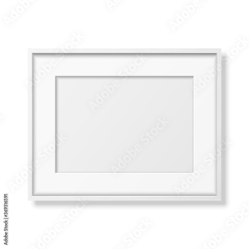 Vector 3d Realistic Horizontal White Wooden Simple Modern Frame Icon Closeup Isolated on White. It can be used for presentations. Design Template for Mockup, Front View