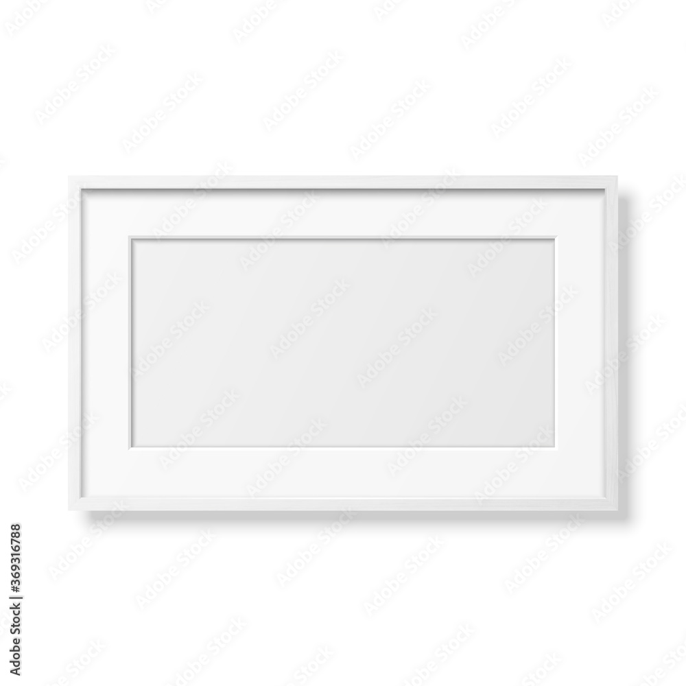 Vector 3d Realistic Horizontal White Wooden Simple Modern Frame Icon Closeup Isolated on White. It can be used for presentations. Design Template for Mockup, Front View Vector 3d Realistic Horizontal White Wooden Simple Modern Frame Icon Closeup Isolated on White. It can be used for presentations. Design Template for Mockup, Front View