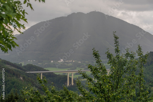 View for valley near Semmering village in Austria mountains photo