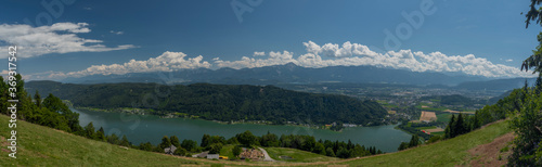 Summer color day over Ossiacher see with blue sky