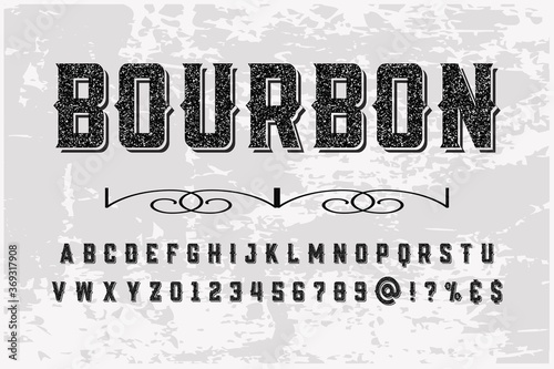 alphabet vintage font, typeface design, black and white style background