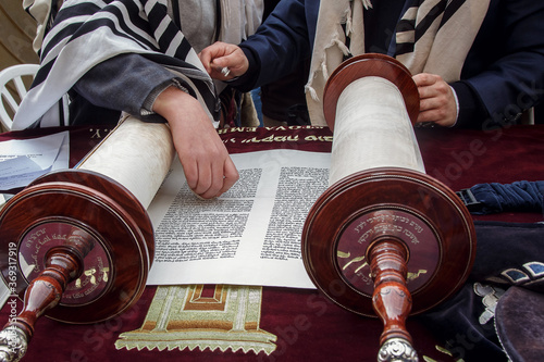 Bar Mitzvah ritual at the Wailing wall photo