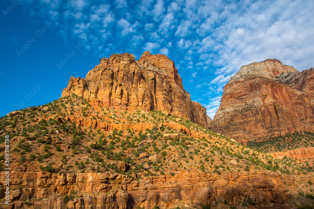 Orange cliffs in the Zion. Standard view in the Zion