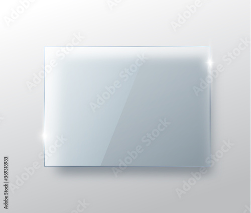 Transparent glass plates isolated on transparent background with realistic shadows.