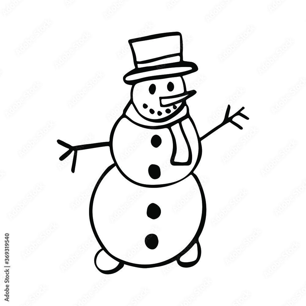 Snowman handdrawn doodle vector good for christmas and other winter design.. Snowman handdrawn doodle vector good for christmas and other winter design..