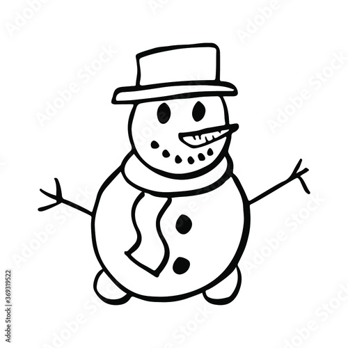 Snowman handdrawn doodle vector good for christmas and other winter design.. 