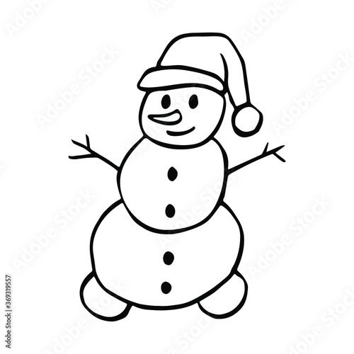 Snowman handdrawn doodle vector good for christmas and other winter design.. 