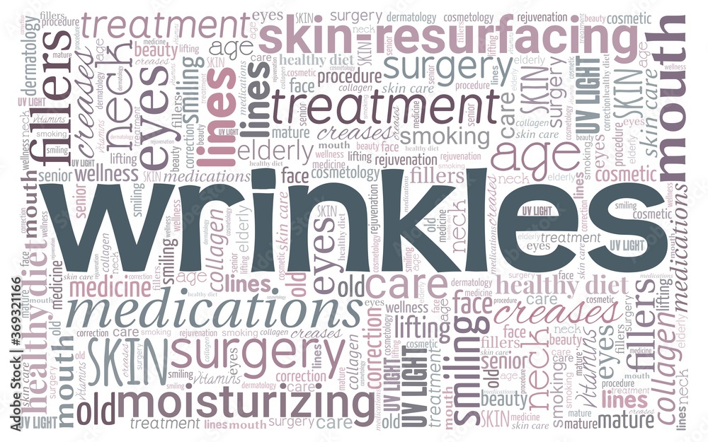 Wrinkles word cloud isolated on a white background.