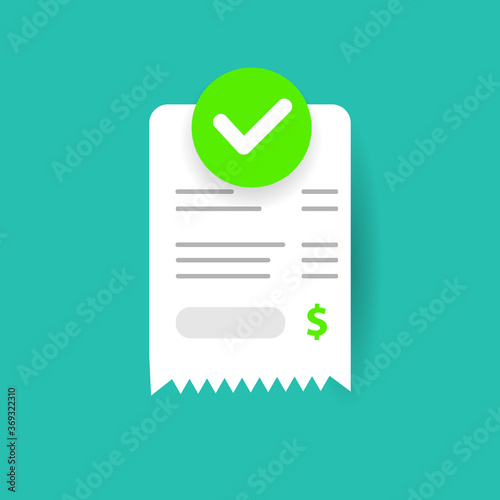 Illustration paper success bill payment icon design with checklist symbol