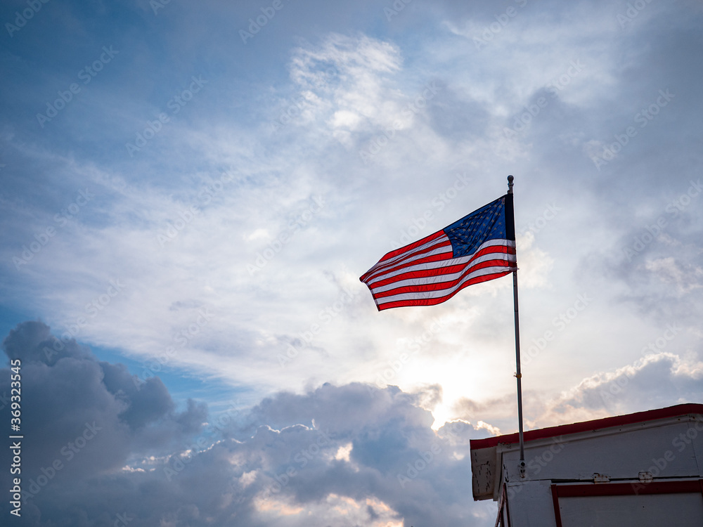 American flag against the sky American flag against the sky