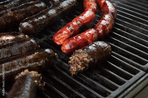 chorizo and black pudding barbecue with Burgos rice ready to eat with friends