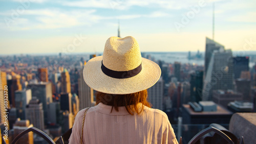 Young girl on a roof, NYC