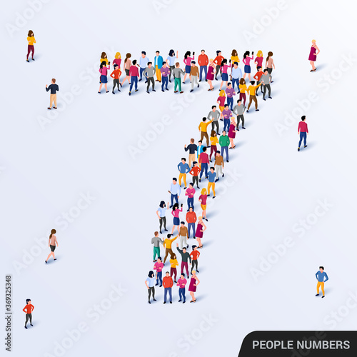 Large group of people in number 7 seven form