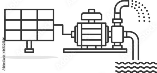 Solar water pump line icon illustration vector symbol