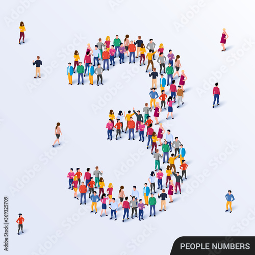 Large group of people in number 3 three form