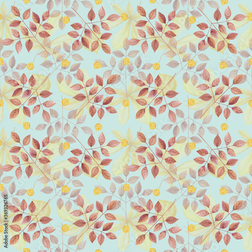 Seamless pattern. Automn floral print is ideal for textiles, printing, utensils and decor items.