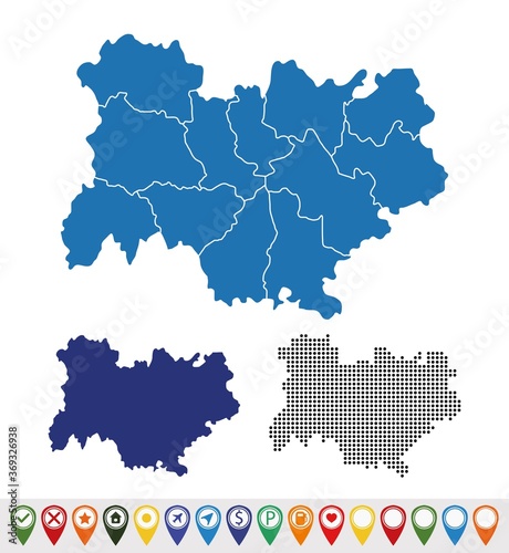 Set outline maps of Auvergne-Rhône-Alpes