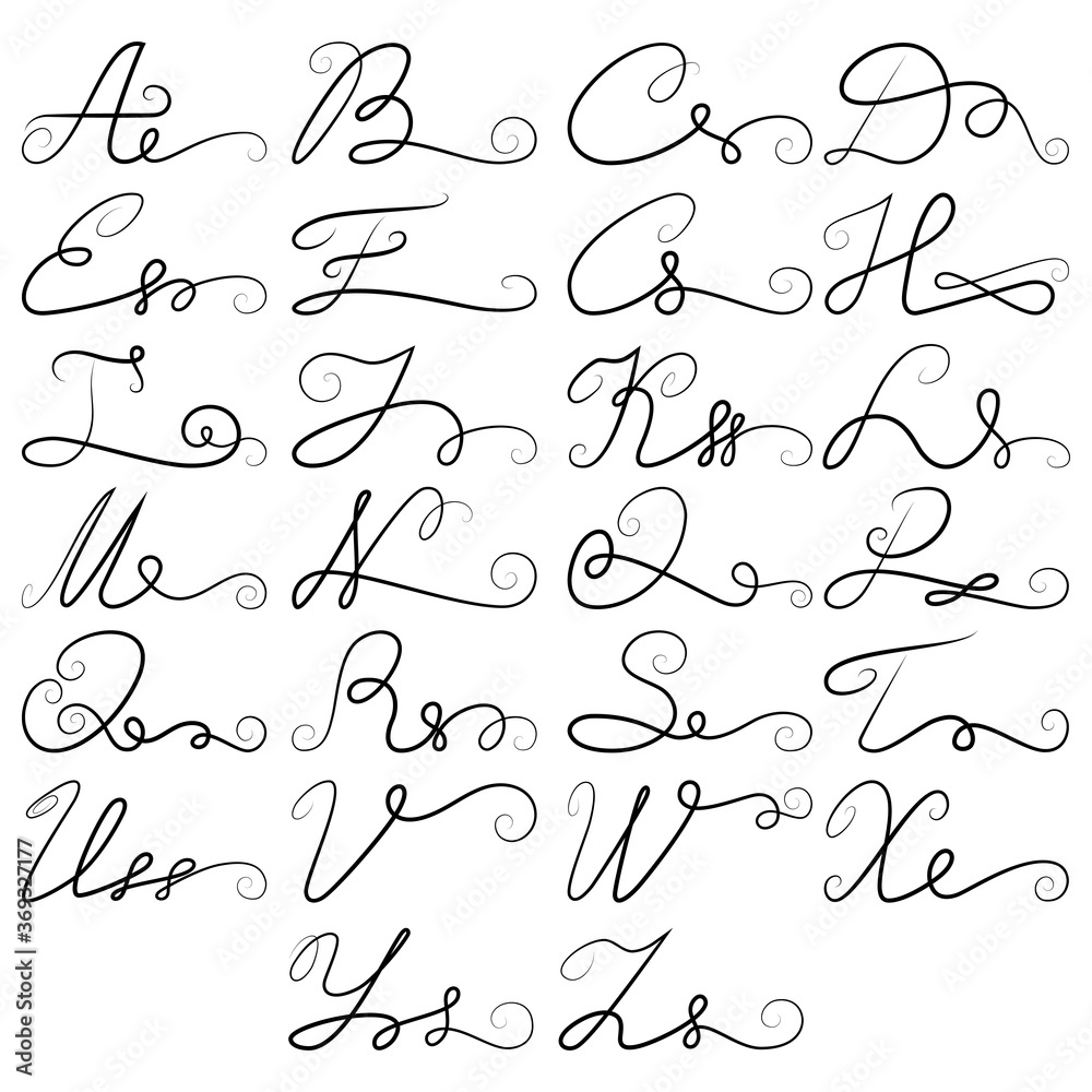 hand drawn swirly aphabet. vector letters hand drawn swirly aphabet. vector letters