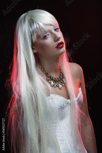 magic woman with slilver hair photo