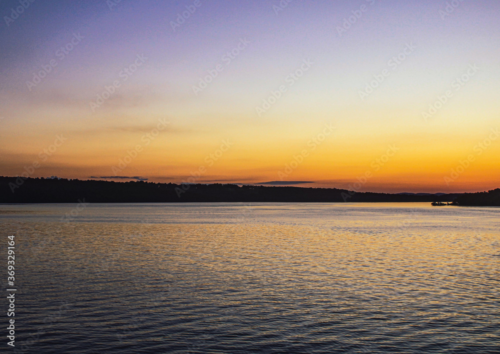 sunset over Norfork Lake