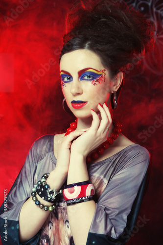 beautiful woman with bright make up