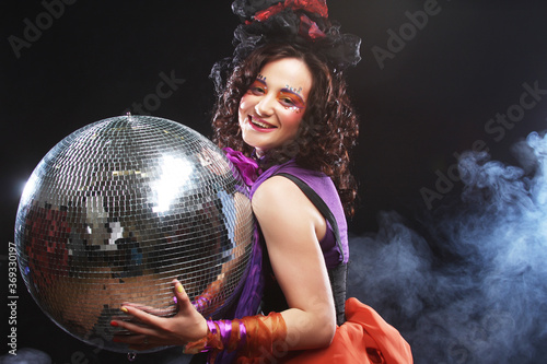 girl with disco ball