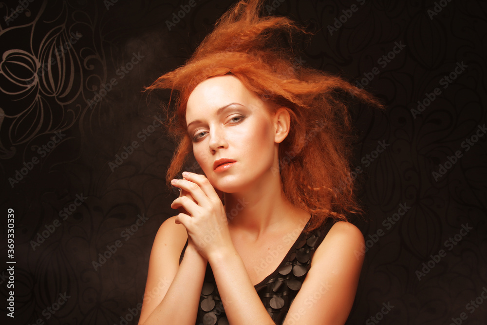 redhair woman with creative hairstyle redhair woman with creative hairstyle