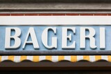 Bakery sign called bageri in danish language, Denmark