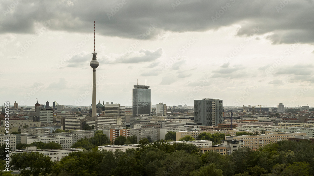 Berlin cityscape and Television Tower under overcast sky, Germany Berlin cityscape and Television Tower under overcast sky, Germany