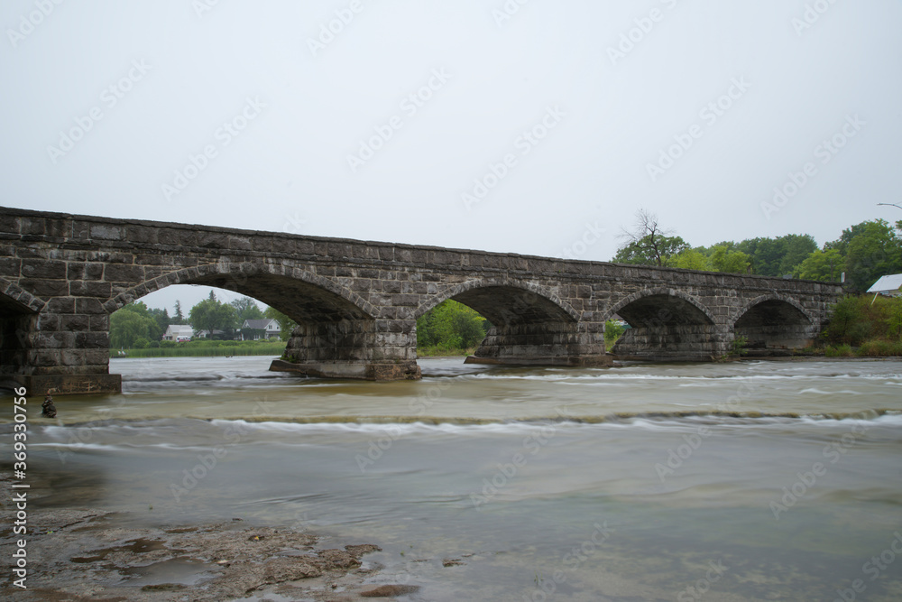 A five span bridge over the Mississippi river