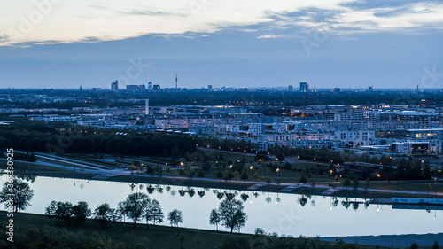 Munich cityscape and Riemer Park, Bavaria, Germany photo