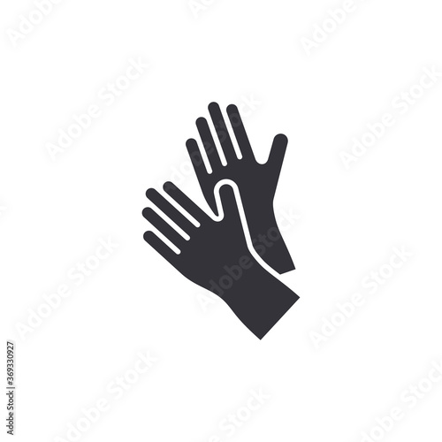 Rubber gloves icon. Latex hand protection sign. Housework cleaning equipment symbol on white background. Vector