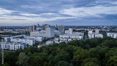 Munich cityscape and Hirschgarten, Bavaria, Germany photo