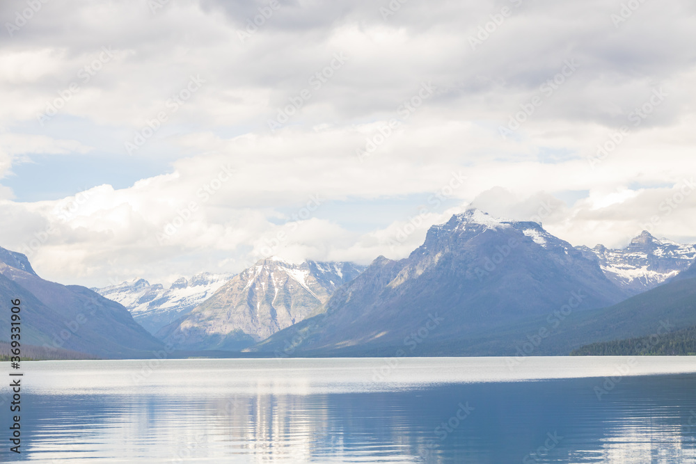 Lake McDonald with view of mountain-range in background
Lake McDonald with view of mountain-range in background