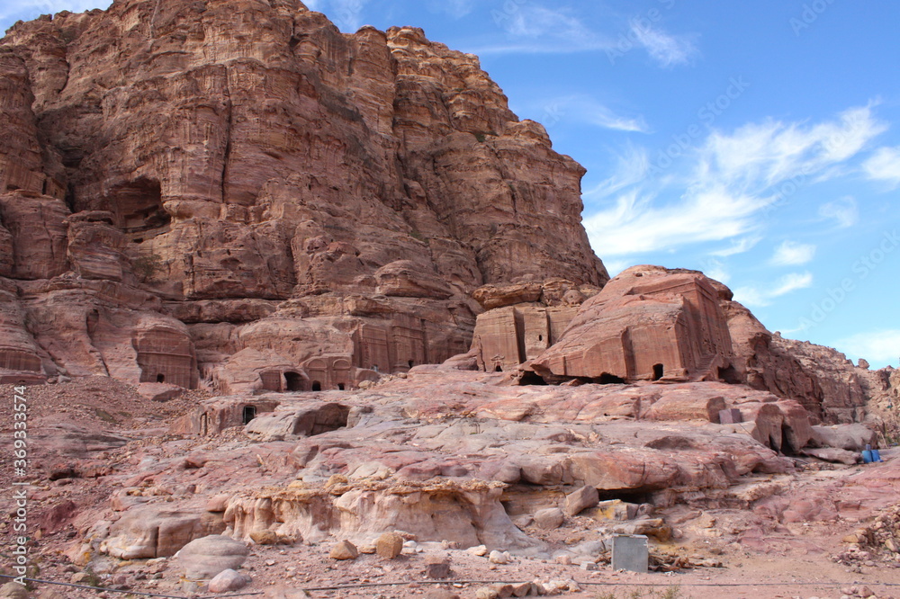 Ancient city of Petra in Jordan, troglodytes, caves