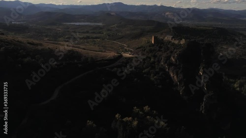 Scenic view in mountains of El Bierzo. Leon, Spain. Aerial Drone Footage photo