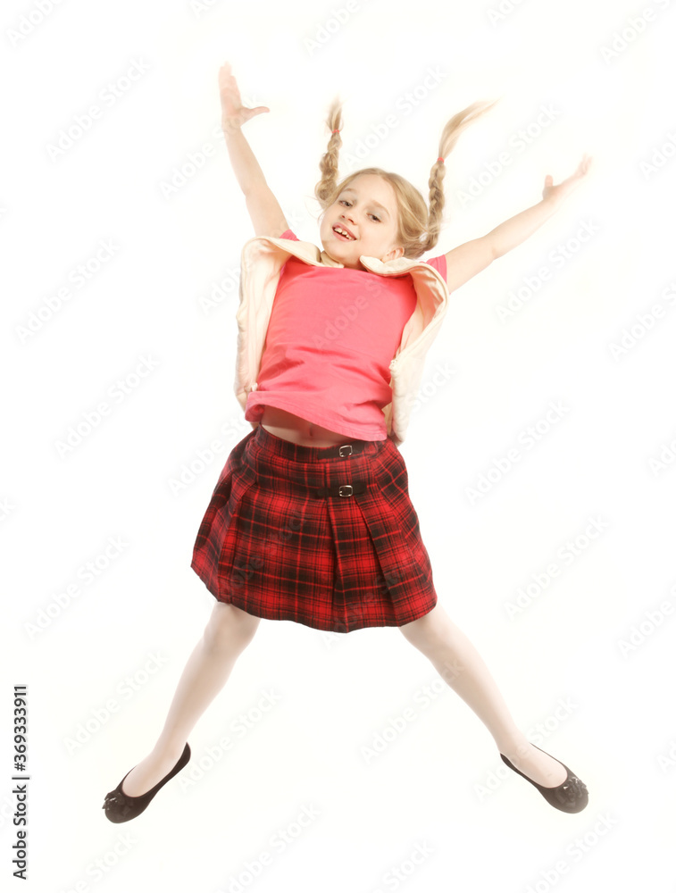 Obraz premium girl jumps on a white background