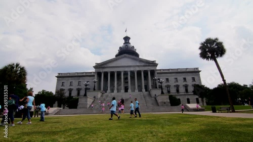 South Carolina state capitol building in Columbia SC / Confederate statue monument flag