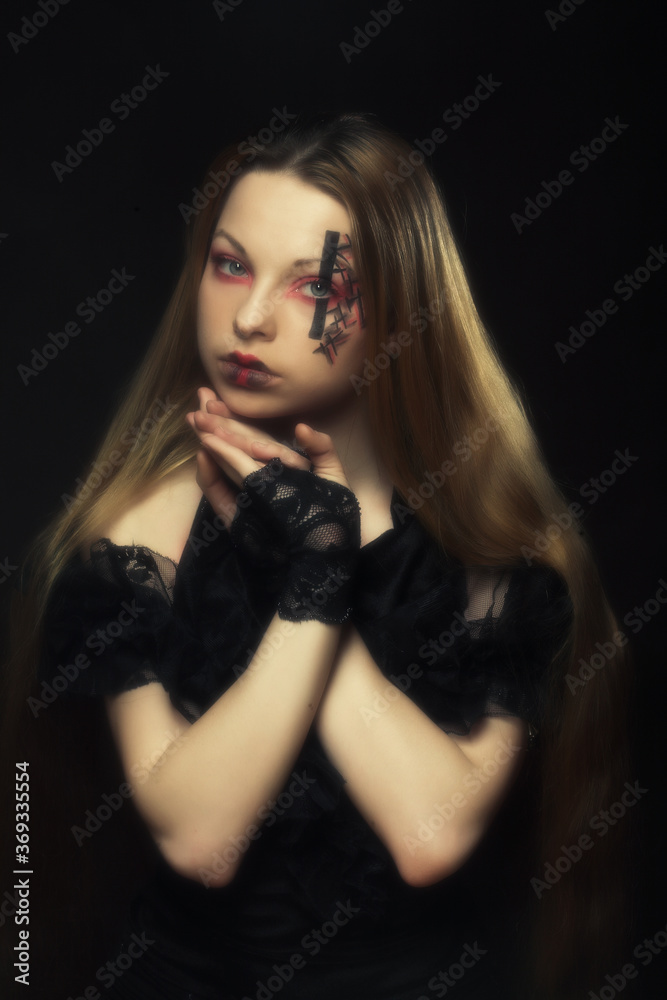 young woman with creative face-art young woman with creative face-art