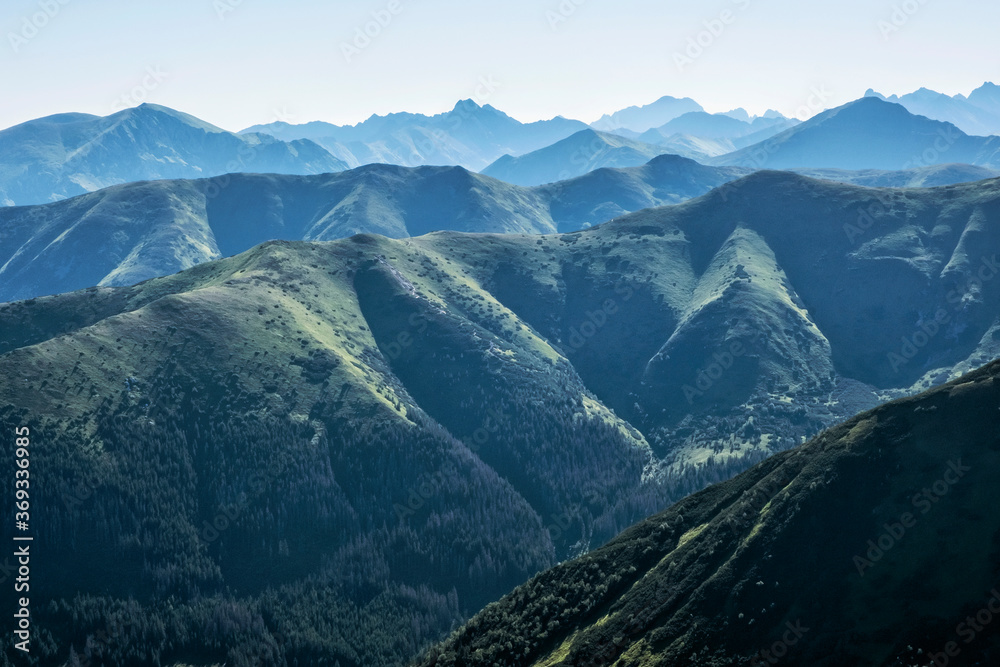Polish Tatras mountains from Rakon peak, Western Tatras, Slovakia